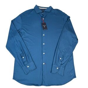 CREMIEUX‎ Mens Long Sleeve Button Up Shirt Blue L Superior Quality Goods Jersey